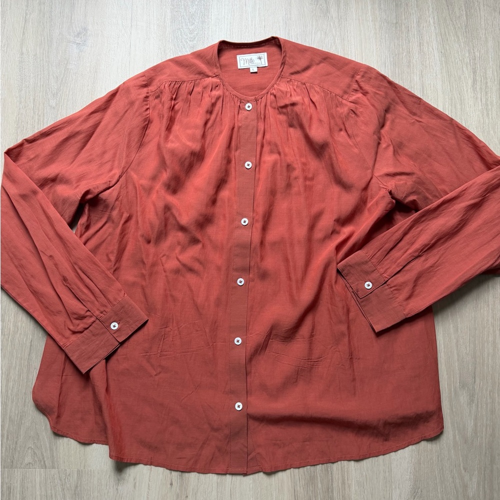 Mille rust women’s long sleeve button up blouse